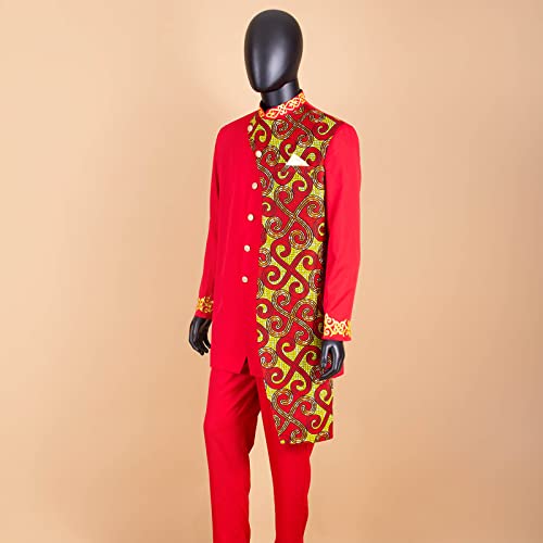 African Suits for Men Slim Fit Embroidery Single Breated Print Blazer and Pants Set Business Suit4