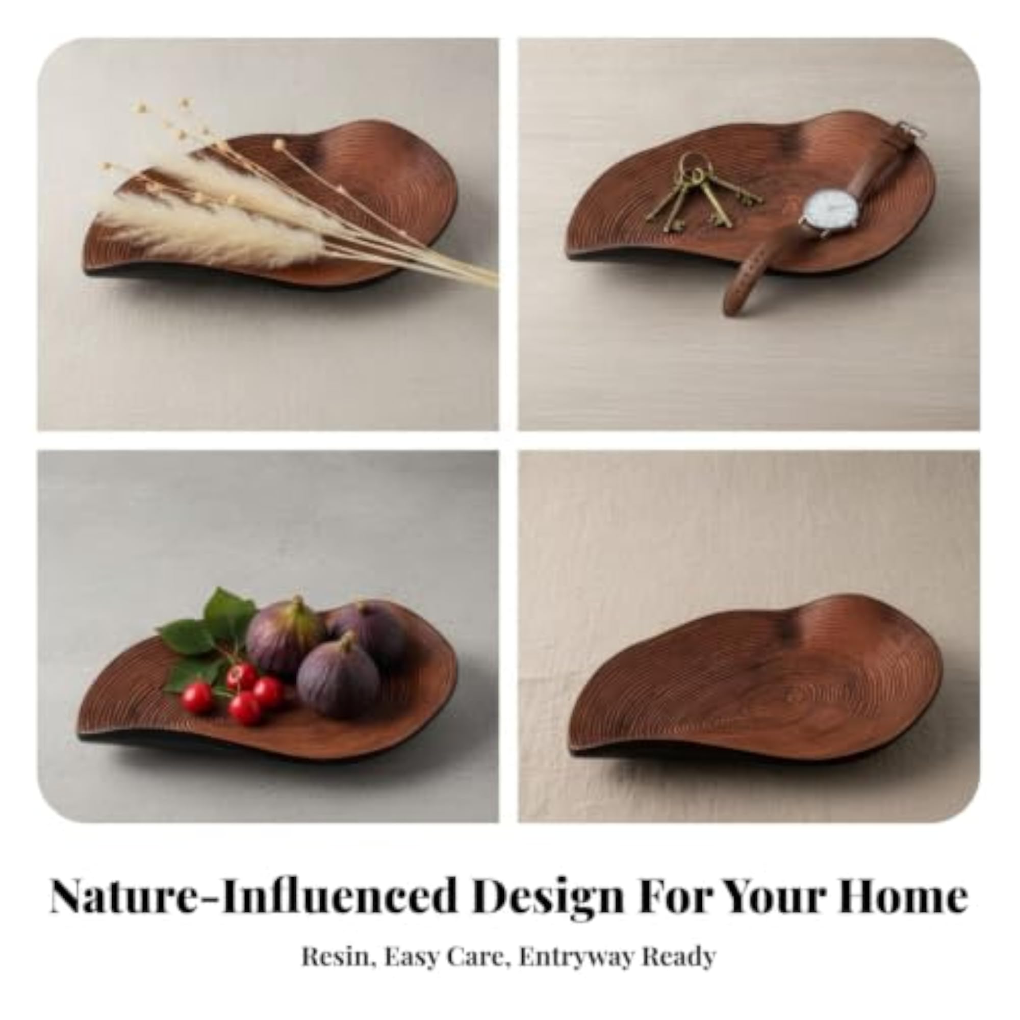 Woodgrain-Style Organic Shape Oval Tray for Coffee Table