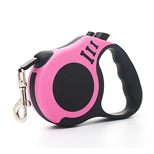 Correa retráctil para Perros, Correa retráctil para Perros pequeños, Mango Antideslizante con Freno, 3 Metros Rosa