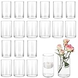 CEWOR 20pcs Glass Cylinder Vase Candle Holder 6 Inch Tall Clear Vases for Wedding Centerpieces Hurricane Floating Candle Simple Vases for Home Decor Party 2 Different Bottom Diameters