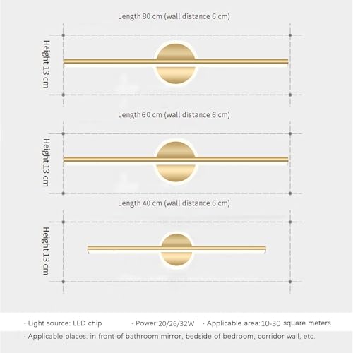 Armario maquillaje moderno iluminación LED con apliques de pared impermeable IP44 oro 40CM 2