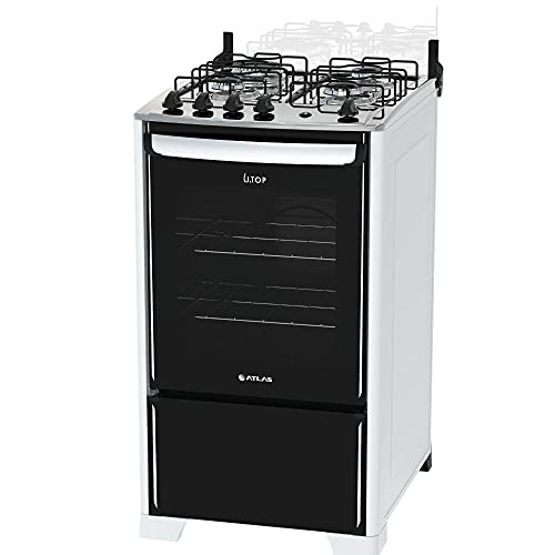 Fogão 4 bocas Atlas New Utop Branco mesa de inox - Bivolt