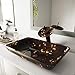 VIGO VGT033RBRCT 22.25" L -14.5" W -11.5" H Handmade Glass Rectangular Vessel Bathroom Sink Set in Brown And Gold Fusion Finish with Waterfall Oil Rubbed Bronze Single-Handle Faucet and Pop Up Drain