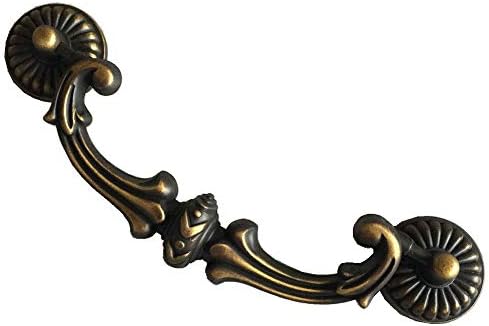 5" C-C (5 Inch Centers) Bail Drawer Pull Drop Handles Dresser Handle Cabinet Pull Hardware Vintage Style Antique Brass 128 mm Centers