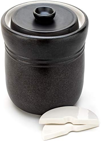 TOMO Fermentation Crock with Weights - Ceramic Sauerkraut Pickling Crock - Stoneware Kombucha Brewing (7L)