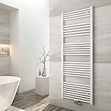 EMKE Badheizkörper Gerade 1600x600 mm - Handtuchheizkörper mit Mittelanschluss, Effizienter Handtuchwärmer Handtuchtrockner Heizkörper für Bad, Weiß, 762W