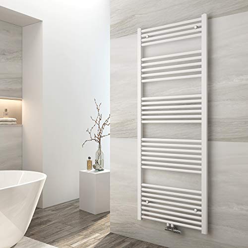 EMKE Badheizkörper 1600x600 mm, Handtuchheizkörper Mittelanschluss Badheizkörper Handtuchhalter Handtuchwärmer Handtuchtrockner Heizkörper Bad Handtuchheizung Weiß 761W