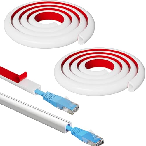 Image of Serplex 2 x 6.6ft Self-Adhesive PVC Cord Hider, Single Cable Cover, Cuttable Wire Organizer & Floor Cable Protector, Tangle-Free, Durable, Easy Install for Ethernet /Power /HDMI, Home & Office