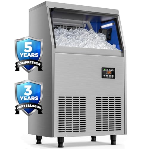 Coolski Commercial Ice Maker Machine, 150LBS/24H Ice Maker Machine with 35LBS Ice Storage Capacity, Freestanding Under Counter Ice Machine for Home Bar Office Restaurant