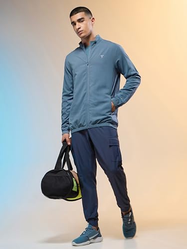 Image of TECHNOSPORT Men's Regular Fit Plus Size Solid Active Jacket With Techno Lite, UPF50+ Sun Protection