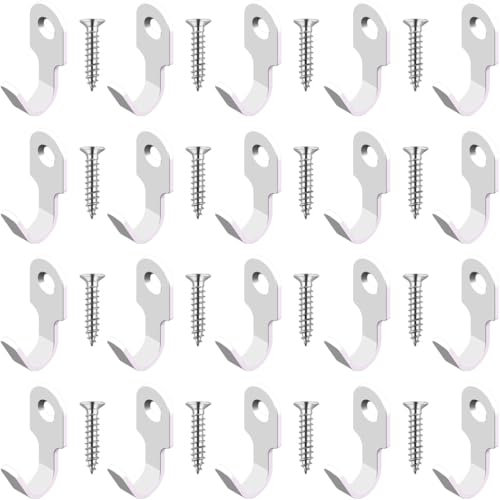 HANFUGA 20Pcs Small J Hook White 304 Stainless Steel Wall