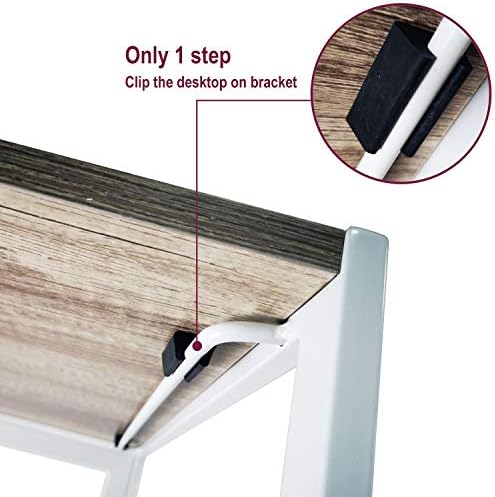 Direct Online Houseware Multifunction Folding Writing Computer Desk - 100 x 50 x 75cm - Home Office Study Compact Laptop Table (White & Oak)
