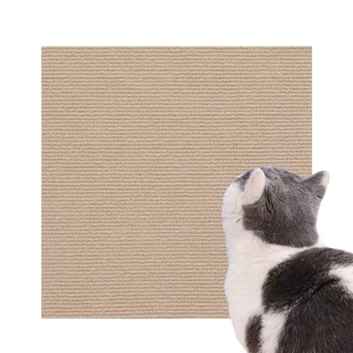 Self-Adhesive Cat Scratching Mat, Cat Scratch Carpet Cat Scratch Furniture Protector DIY Climbing Cat Scratcher for Cat Tree Shelf Shelve Cat Wall Cat Scratching Posts (39.4*23.6 inch,Khaki)