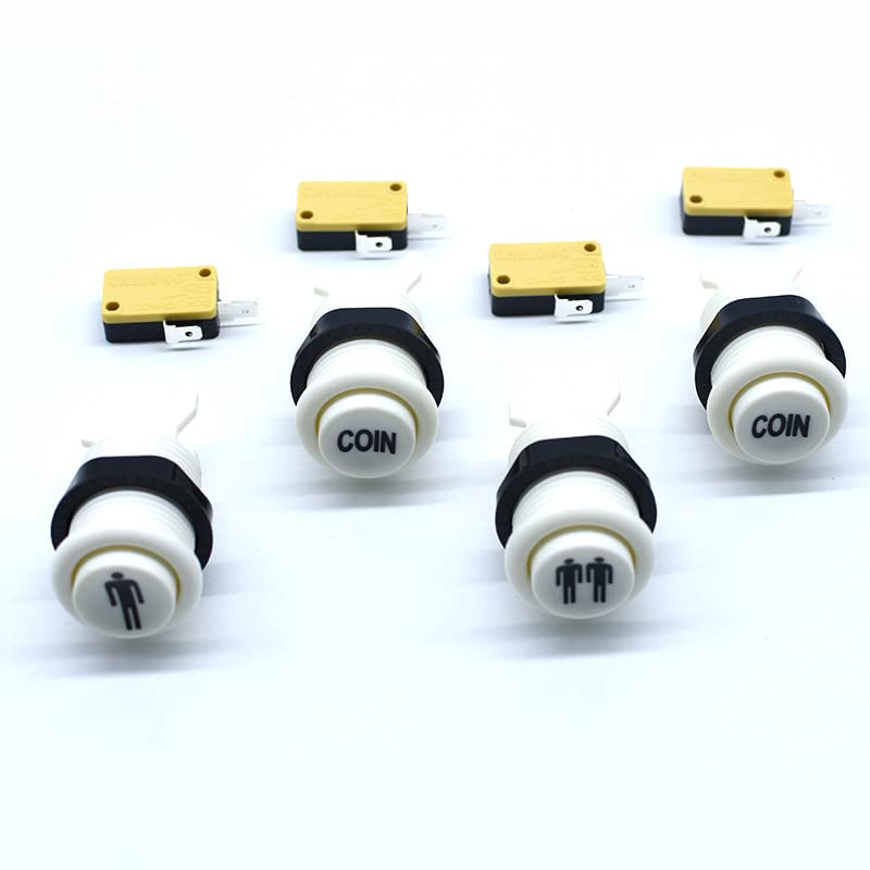 Pulsanti Arcade Stile Americano – Set Da 4 Con Microswitch Per Macchine MAME E FAI DA TE (Rosso/Bianco)