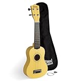 Mad About SU8 - Ukelele soprano - Amarillo suave con bolsa de concierto, púa y cuerdas de repuesto - Ideal para escuelas y principiantes, incluye cuerdas negras de carbono para mejorar la afinación