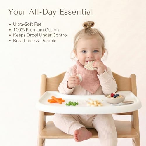 Image of Konssy 10 Pack Baby Muslin Bandana Bibs for Drooling and Teething | 100% Cotton Bibs for Boy Girl, Soft Absorbent 6-Layer Thick Cloth, Pre-Washed Less Shrinkage, Newborn Infant Toddler