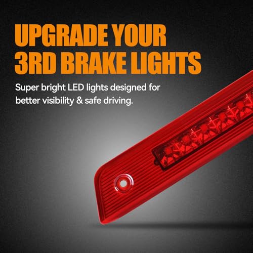 Image of Third 3rd Brake Light LED for 2008-2012 Jeep Liberty, High Mount Rear Brake Lights Assembly for 08-12 Liberty, Waterproof Center Cab Lamp Stop Light (Red)