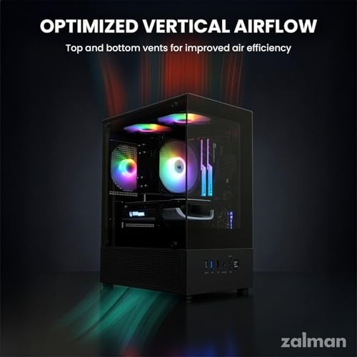 Image of Zalman CUBIX-G Micro-ATX PC Case, MATX Case with 3 X 120mm FRGB Fans Pre-Installed, Panoramic View Tempered Glass Panels, USB Type-C Port, Fits up to 280mm GPUs, Black