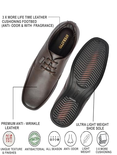 Image of Men's Premium Synthetic Leather Formal Derby Shoes | Ultra-Lightweight Airmix Sole Lace-Up Office Wear