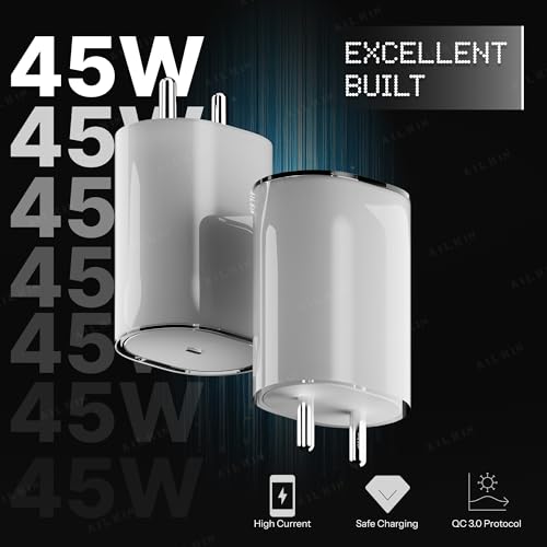 Image of Original 45W USB C Fast Charger Adapter & Cable for C M F Phone 1 /Nothing Phone 3a Pro /3a /2A /2a Plus /2 /Buds, 45 Watt Type C Charging Adaptor, Upto 50w Charge Support, White