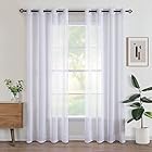 Woaboy Lot de 2 Rideaux Voilage à Oeillet Rideau Semi-Transparent intérieurs pour Chambre Salon Maison 140x240 cm Blanc
