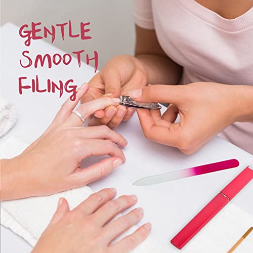 3 Pack Crystal Glass Fingernail File With Case For Natural Nail Professional Czech Glass File Double-Sided Etched Gentle Nail Care Stocking Stuffers For Women Or Adults, Unique Gifts #TOP5