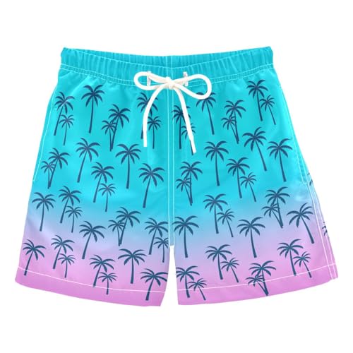 Boys Swim Trunks Swim Shorts Little Boys Bathing Suit Quick Dry Big Boy Swimsuit Swimwear, Palm Trees Hawaii Pink