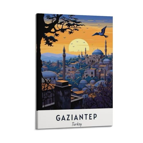 Poster Turquie Gaziantep coucher de soleil skyline toile avec cadre 40x60cm pour chambre