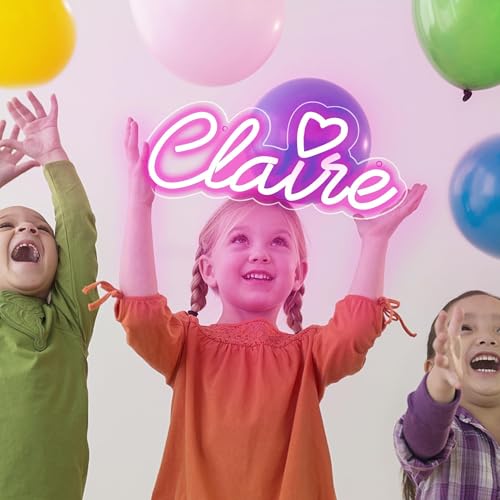 Image of Claire Name Neon Sign for Wall Decor,LED Claire Name Neon Light for Kids Bedroom,Birthday Claire Party Decoration,Neon Sign Customizable for Girl,Birthday Name Decor,Size 13 * 5.5 inches(JTLD092)