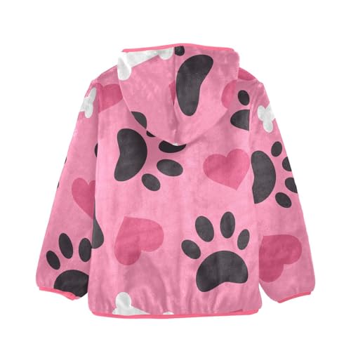 OTVEE Dog Paw Bones Hearts Kids Hoodie Jacket Fall Spring Full Zip Warm Outwear Coat2