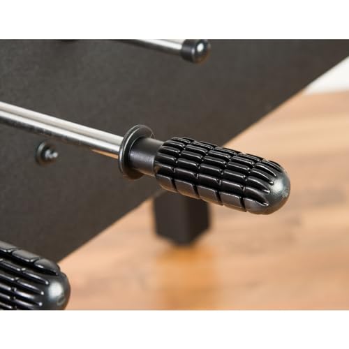 GAMES PLANET Tischfussball „Glasgow“, 5 Dekore: Holz/Schwarz/Blau/Soccer/Weiß, inkl. 2 Bälle, 2 Getränkehalter, höhenverstellbare Füße, hochgezogene Spielfeldecken, Tischkicker, Kicker, Kickertisch – Bild 7