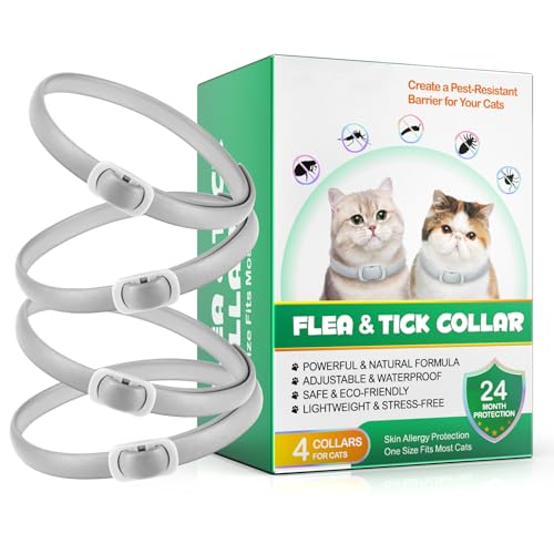 Collar for Cats 4 Pack Collar for Kittens & Adult Cats Adjustable & Waterproof Design (Grey)