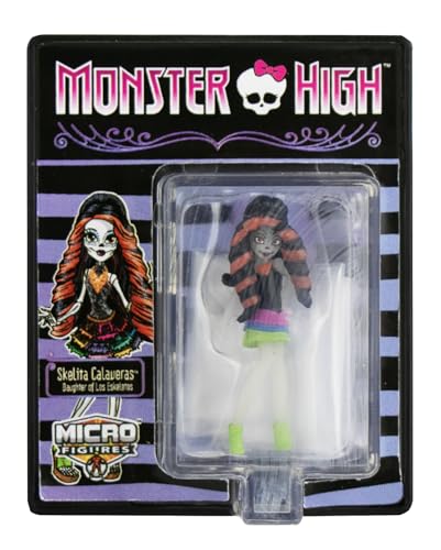 World's Smallest Monster High Micro Figure Series 2 - Skelita Calaveras - Mini figura coleccionable con vitrina y soporte