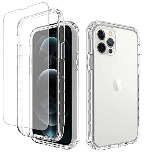 Coque iPhone 12 Pro et 12 transparente antichoc avec verre trempé inclus