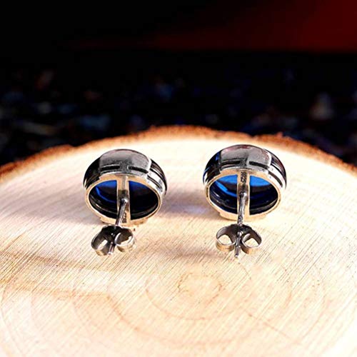 Boucles d'oreilles corindon bleu véritable argent 925 aux finitions de haute joaillerie
