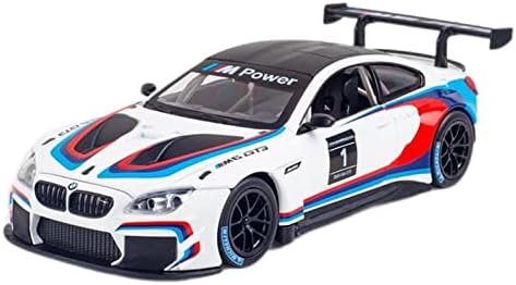 Scale Model Car Toys High Simulation 1/24 for BMW M6 GT3 Alloy Racing Car Model Diecast Vehicle Pull Back Toys Collection Replica Cars (Color : White)