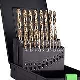 M35 Cobalt 5% Metric Drill Bit Set, 19Pcs 1mm-10mm Twist Drill Bits for Metal and Hardened Steel, with Index Storage Box
