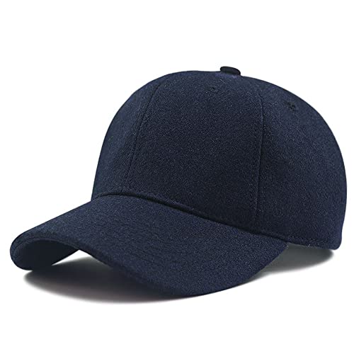 XXL 62-65cm Wool Baseball Cap Oversize Men Winter Warm Hat for A Big/Large Head, Navy, X-Large-XX-Large