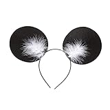 Widmann 01121 - Haarreif Maus, mit Marabou-Federn, Mausohren, Accessoire, Haarschmuck, Kopfschmuck, Karneval, Fasching, Mottoparty