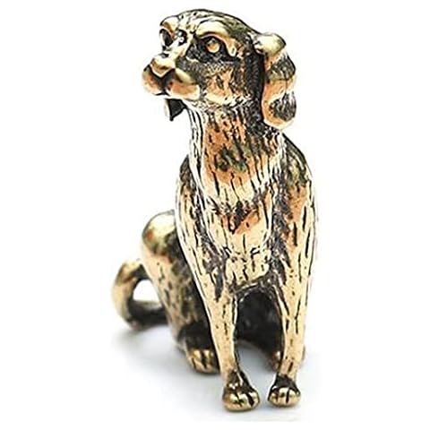 JUZZQ Collectible Figurines Table Decor Statue Sculptures 3D Mini Dog Casting Animal Figurine,Retro Style Metal Sculpture Keychain,Home Office Room Desktop Decoration Gift Diy Pendants Cover