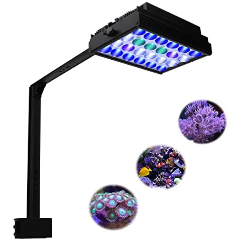 PopBloom Nano Aquarium LED Reef Light 60W, Dimmable Full Spectrum Marine LED Light for Mini Saltwater Coral Fish Tanks Cover