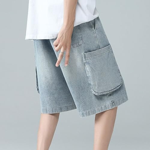 Shorts jean cargo hombre casual desgastado miniatura 3