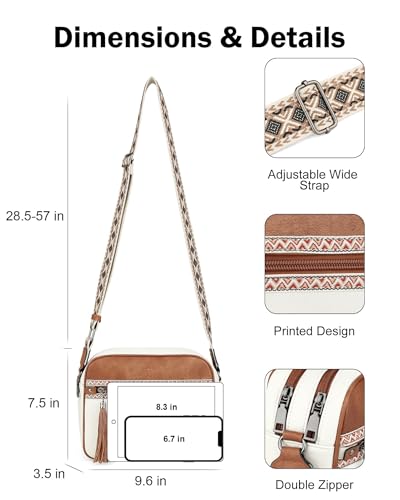 Image of FADEON Crossbody Bags for Women, RFID 4 Card Slots | Vegan Crossbody with Wide Strap, Double-Zipper & Anti-Theft, Fits Kindle & Essentials, Lightweight for Work & Travel
