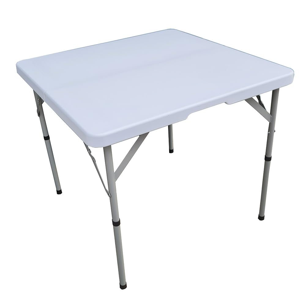 3ft 4ft 6ft Trestle Table Indoor Outdoor Garden Catering Folding Table with Handle Plastic Picnic Garden Foldable Plastic Table for Picnic Party Dinner Camping Hiking White ((L86 x W86 x H74 cm) 3FT)