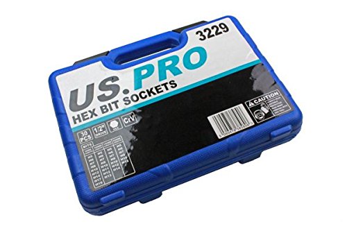 US PRO 30 szt. nasadek sześciokątnych z napędem 1/2" H5 - H19 55 mm 100 mm 140 mm 200 mm CRV 3229