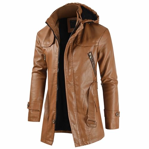 Veste de moto mi-longue homme en PU chaud et épais FGRID - 4