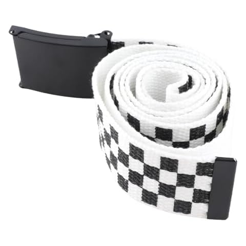 Pssopp Checkerboard Waistband Black White Belt Casual Waistband for Women Men Cover