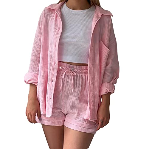 Musselin Zweiteiler Damen - Bluse Und Shorts Set Für Sommer & Freizeit