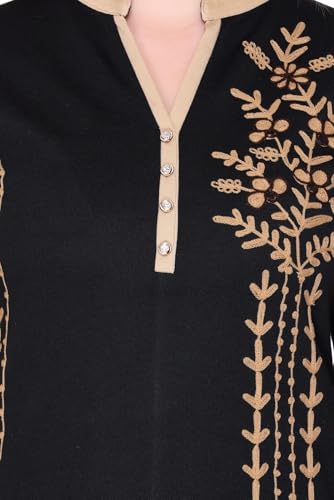 Image of Rosary Women's Winter Woolen Kurti Embroidered Straight Fit Ethnic Wear with 2 Side Pockets