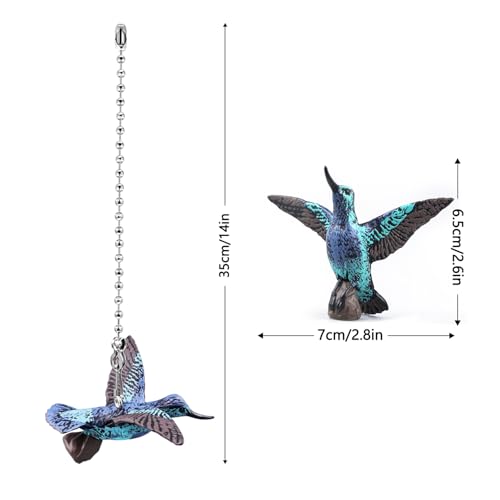 Image of Hummingbird Ceiling Fan Pull Chain, 14in Cute Bird Animal String Pulls Charm Extension Decorative, 3mm Beaded Lamp Chains Extender Ornaments with Connector for Kids Room